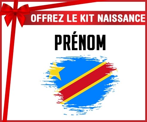 kit naissance bébé personnalisé Drapeau effet pinceau République Démocratique du Congo avec prénom