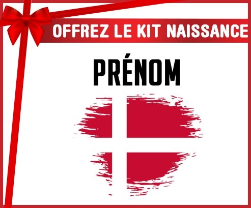 kit naissance bébé personnalisé Drapeau effet pinceau Danemark avec prénom