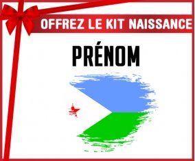 kit naissance bébé personnalisé Drapeau effet pinceau Djibouti avec prénom