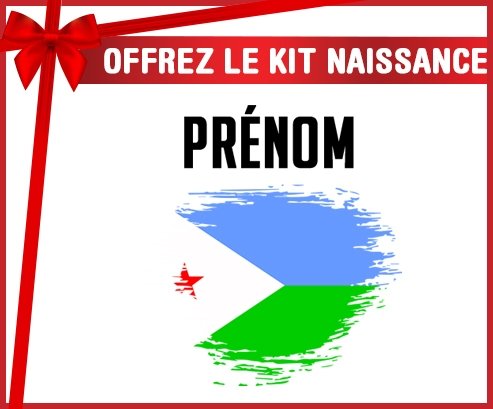 kit naissance bébé personnalisé Drapeau effet pinceau Djibouti avec prénom