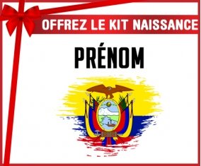 kit naissance bébé personnalisé Drapeau effet pinceau Equateur avec prénom