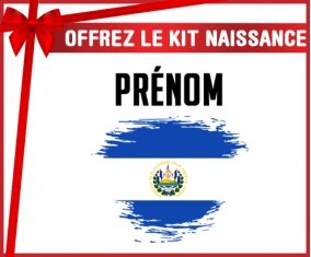 kit naissance bébé personnalisé Drapeau effet pinceau Le Salvador avec prénom
