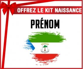 kit naissance bébé personnalisé Drapeau effet pinceau Guinée Équatoriale avec prénom