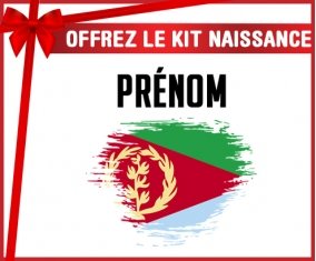 kit naissance bébé personnalisé Drapeau effet pinceau Érythrée avec prénom