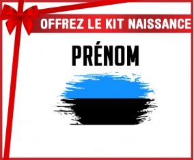 kit naissance bébé personnalisé Drapeau effet pinceau Estonie avec prénom