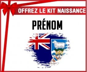 kit naissance bébé personnalisé Drapeau effet pinceau les îles Falkland avec prénom