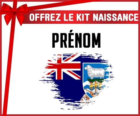 kit naissance bébé personnalisé Drapeau effet pinceau les îles Falkland avec prénom