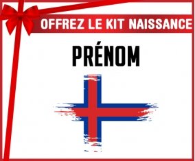 kit naissance bébé personnalisé Drapeau effet pinceau Îles Féroé avec prénom