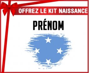 kit naissance bébé personnalisé Drapeau effet pinceau États fédérés de Micronésie avec prénom