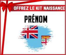 kit naissance bébé personnalisé Drapeau effet pinceau Fidji avec prénom