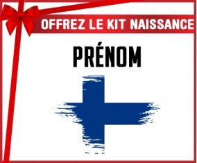 kit naissance bébé personnalisé Drapeau effet pinceau Finlande avec prénom