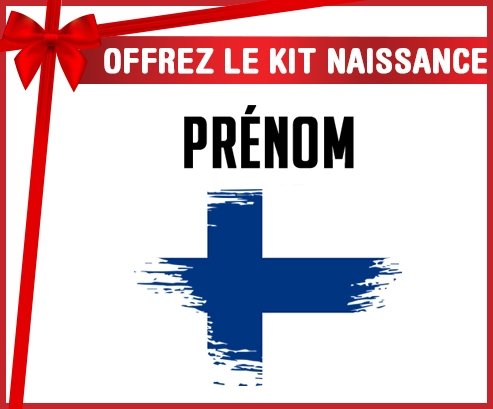 kit naissance bébé personnalisé Drapeau effet pinceau Finlande avec prénom
