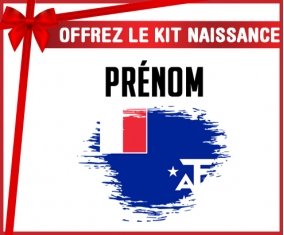 kit naissance bébé personnalisé Drapeau effet pinceau Terres australes françaises avec prénom