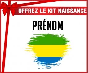 kit naissance bébé personnalisé Drapeau effet pinceau Gabon avec prénom