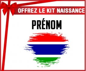kit naissance bébé personnalisé Drapeau effet pinceau Gambie avec prénom
