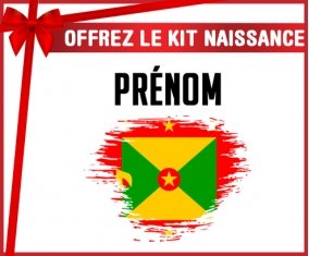 kit naissance bébé personnalisé Drapeau effet pinceau Grenade avec prénom