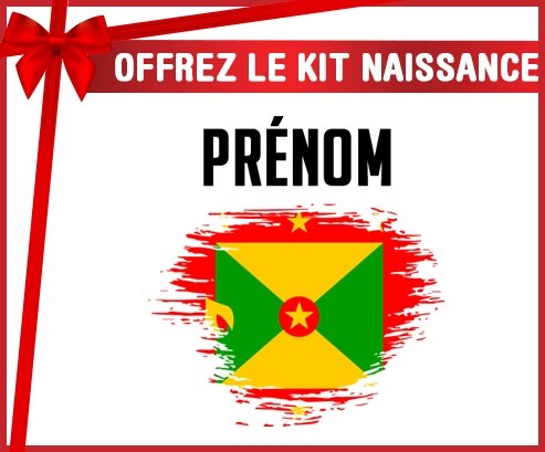 kit naissance bébé personnalisé Drapeau effet pinceau Grenade avec prénom