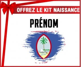 kit naissance bébé personnalisé Drapeau effet pinceau Guam avec prénom