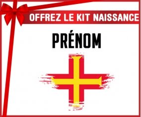 kit naissance bébé personnalisé Drapeau effet pinceau Guernesey avec prénom