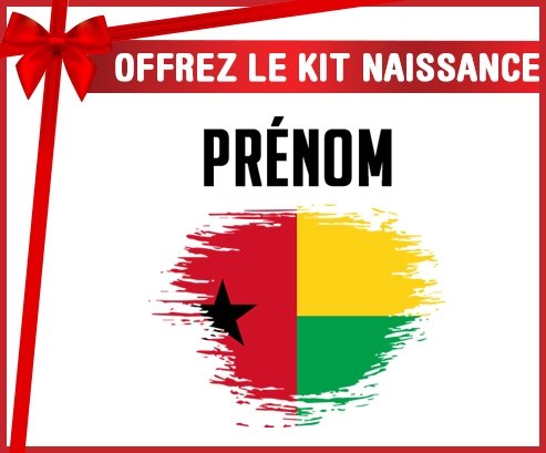 kit naissance bébé personnalisé Drapeau effet pinceau Guinée avec prénom