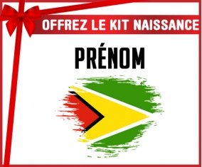 kit naissance bébé personnalisé Drapeau effet pinceau Guyane avec prénom