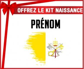 kit naissance bébé personnalisé Drapeau effet pinceau Saint-Siège avec prénom