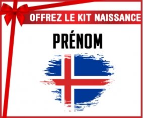 kit naissance bébé personnalisé Drapeau effet pinceau Islande avec prénom