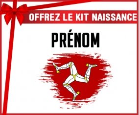 kit naissance bébé personnalisé Drapeau effet pinceau Île de Man avec prénom