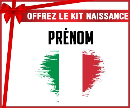 kit naissance bébé personnalisé Drapeau effet pinceau Italie avec prénom