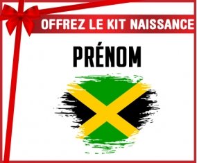 kit naissance bébé personnalisé Drapeau effet pinceau Jamaïque avec prénom