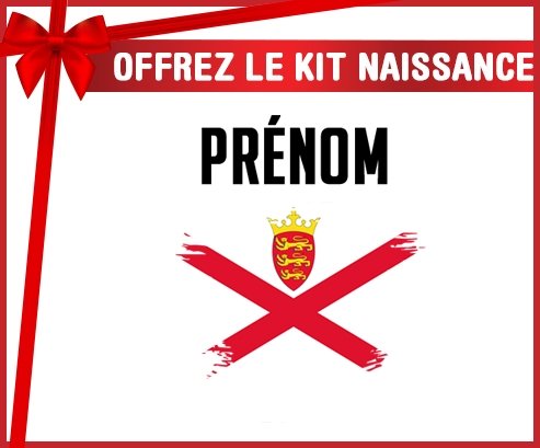 kit naissance bébé personnalisé Drapeau effet pinceau Île à Jersey avec prénom