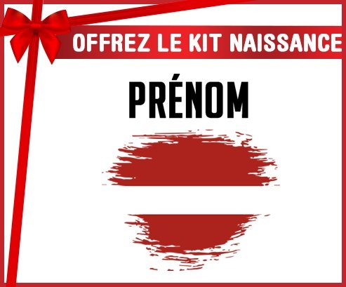 kit naissance bébé personnalisé Drapeau effet pinceau Lettonie avec prénom