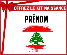 kit naissance bébé personnalisé Drapeau effet pinceau Liban avec prénom
