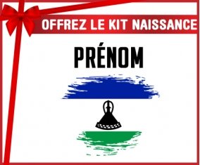 kit naissance bébé personnalisé Drapeau effet pinceau Lesotho avec prénom