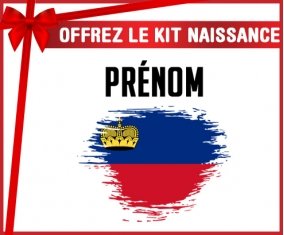 kit naissance bébé personnalisé Drapeau effet pinceau Liechtenstein avec prénom
