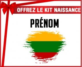 kit naissance bébé personnalisé Drapeau effet pinceau Lituanie avec prénom