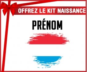 kit naissance bébé personnalisé Drapeau effet pinceau Luxembourg avec prénom