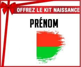 kit naissance bébé personnalisé Drapeau effet pinceau Madagascar avec prénom