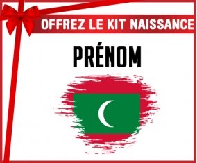 kit naissance bébé personnalisé Drapeau effet pinceau Maldives avec prénom