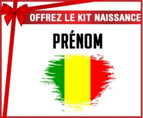 kit naissance bébé personnalisé Drapeau effet pinceau Mali avec prénom