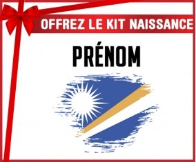 kit naissance bébé personnalisé Drapeau effet pinceau Iles Marshall avec prénom