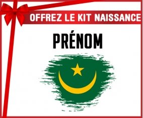 kit naissance bébé personnalisé Drapeau effet pinceau Mauritanie avec prénom