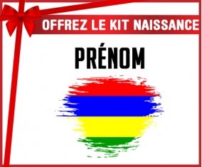 kit naissance bébé personnalisé Drapeau effet pinceau Ile Maurice avec prénom