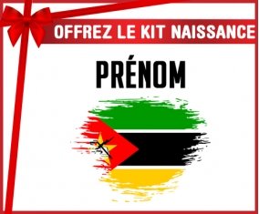 kit naissance bébé personnalisé Drapeau effet pinceau Mozambique avec prénom