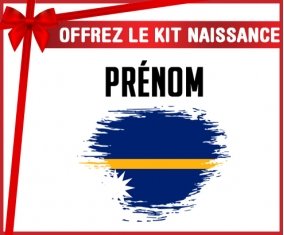 kit naissance bébé personnalisé Drapeau effet pinceau Nauru avec prénom