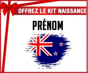 kit naissance bébé personnalisé Drapeau effet pinceau Nouvelle-Zélande avec prénom