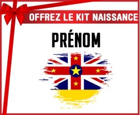 kit naissance bébé personnalisé Drapeau effet pinceau Niue avec prénom