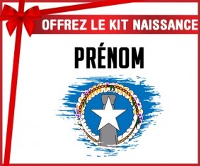 kit naissance bébé personnalisé Drapeau effet pinceau Corée du Nord avec prénom