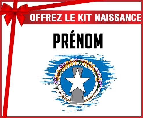 kit naissance bébé personnalisé Drapeau effet pinceau Corée du Nord avec prénom