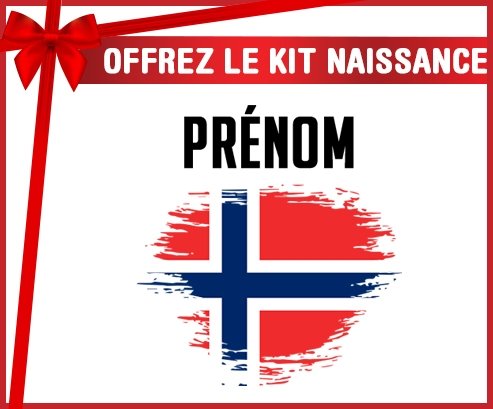 kit naissance bébé personnalisé Drapeau effet pinceau Norvège avec prénom